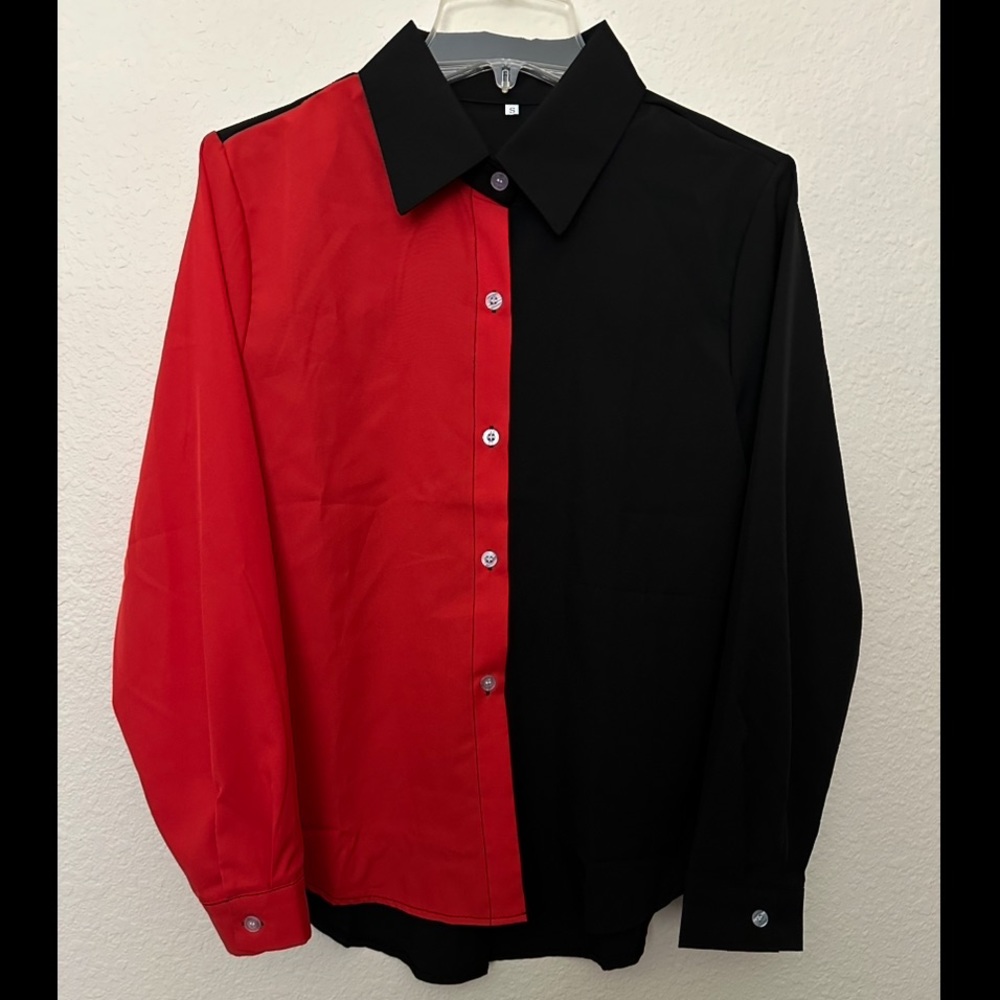 Black and red blouse top